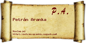 Petrán Aranka névjegykártya