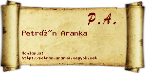 Petrán Aranka névjegykártya